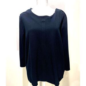 J. Jill Ponte knit top black t shirt flare business casual office comfy women' L